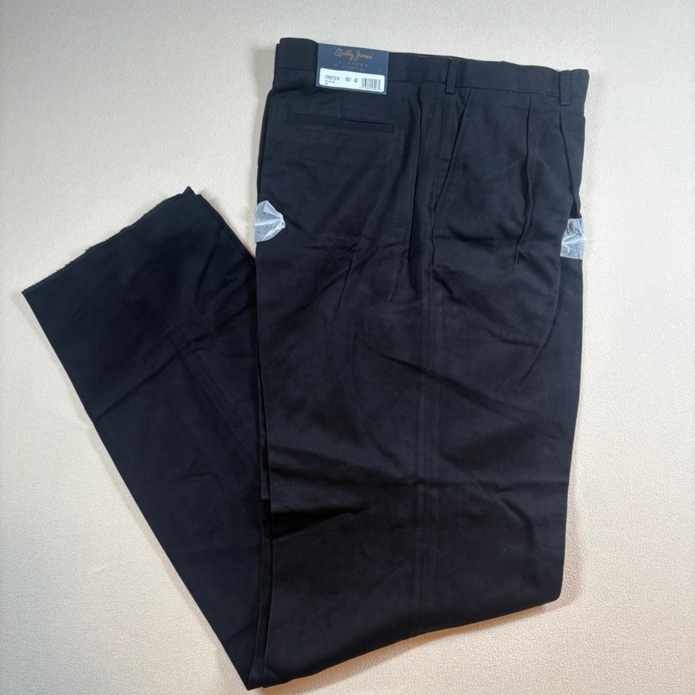 NWT Bobby Jones Players Mens‎ Pants 42 Unfinished Hem Black Casual Classic Golf
